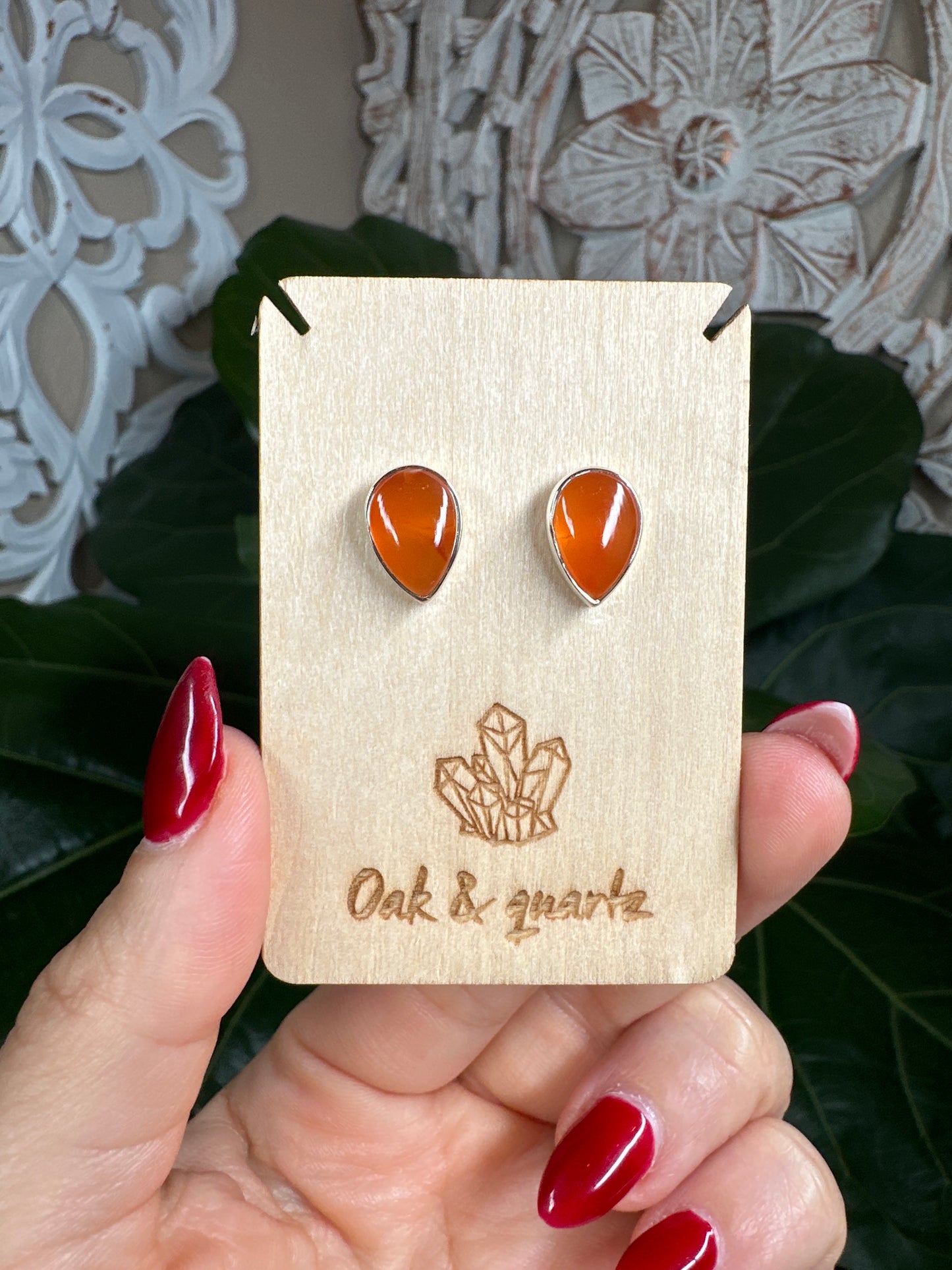 Carnelian Stud Earrings ￼