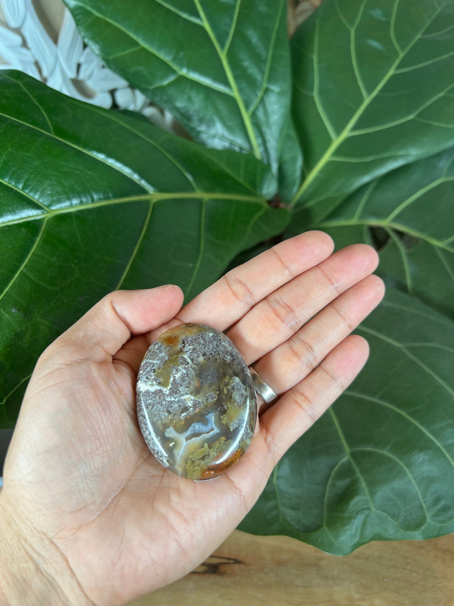 Scenic Moss Agate Palm Stone