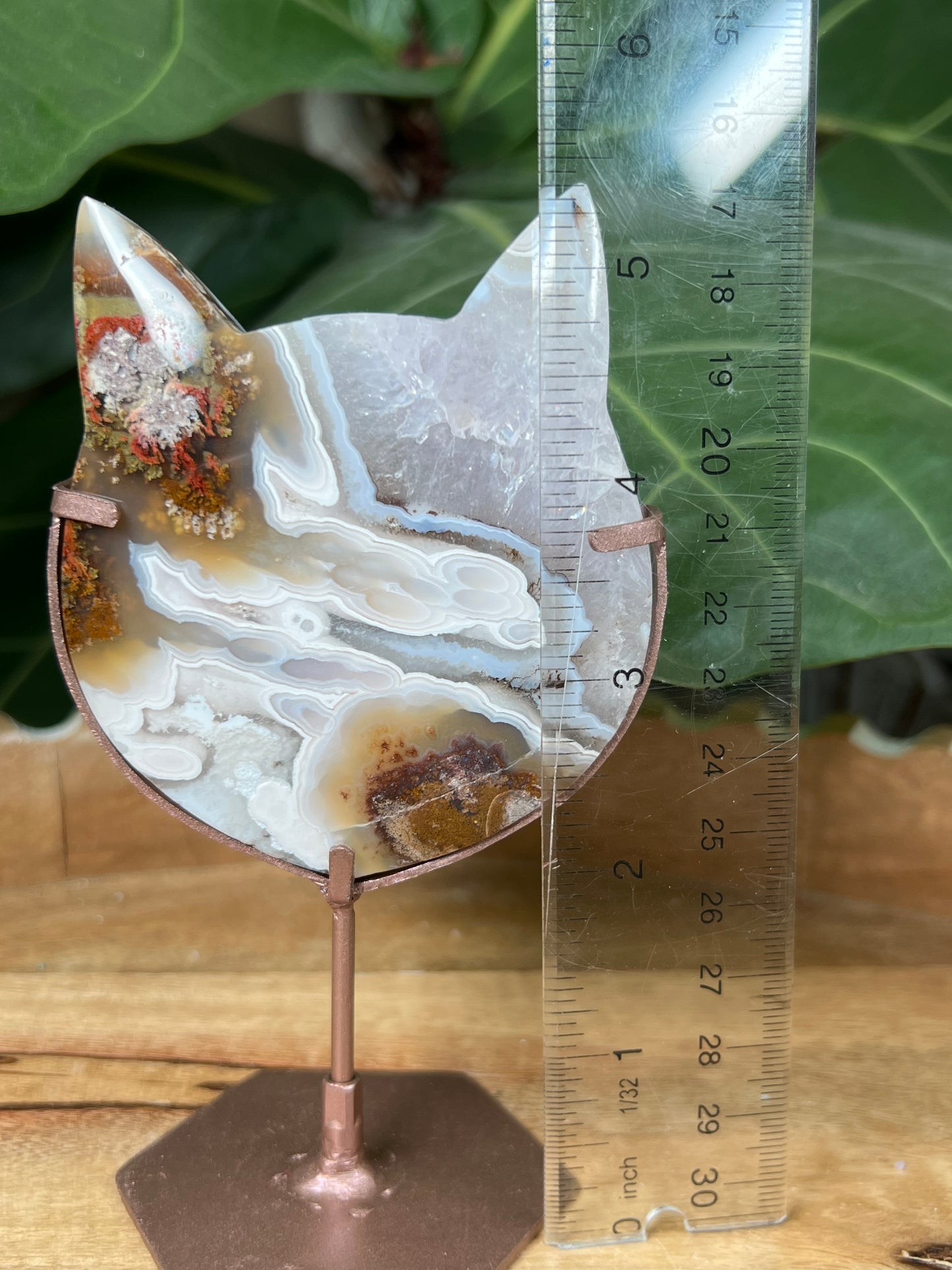 Scenic Moss Agate Cat Head