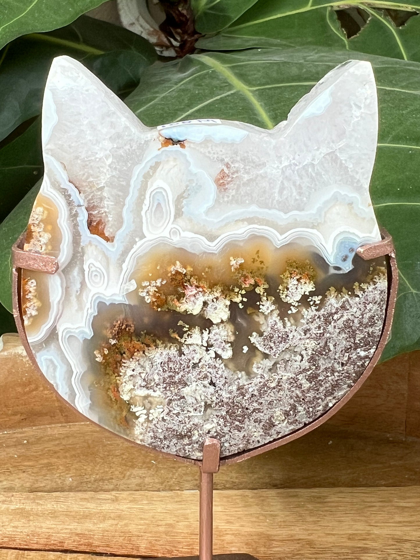 Scenic Moss Agate Cat Head