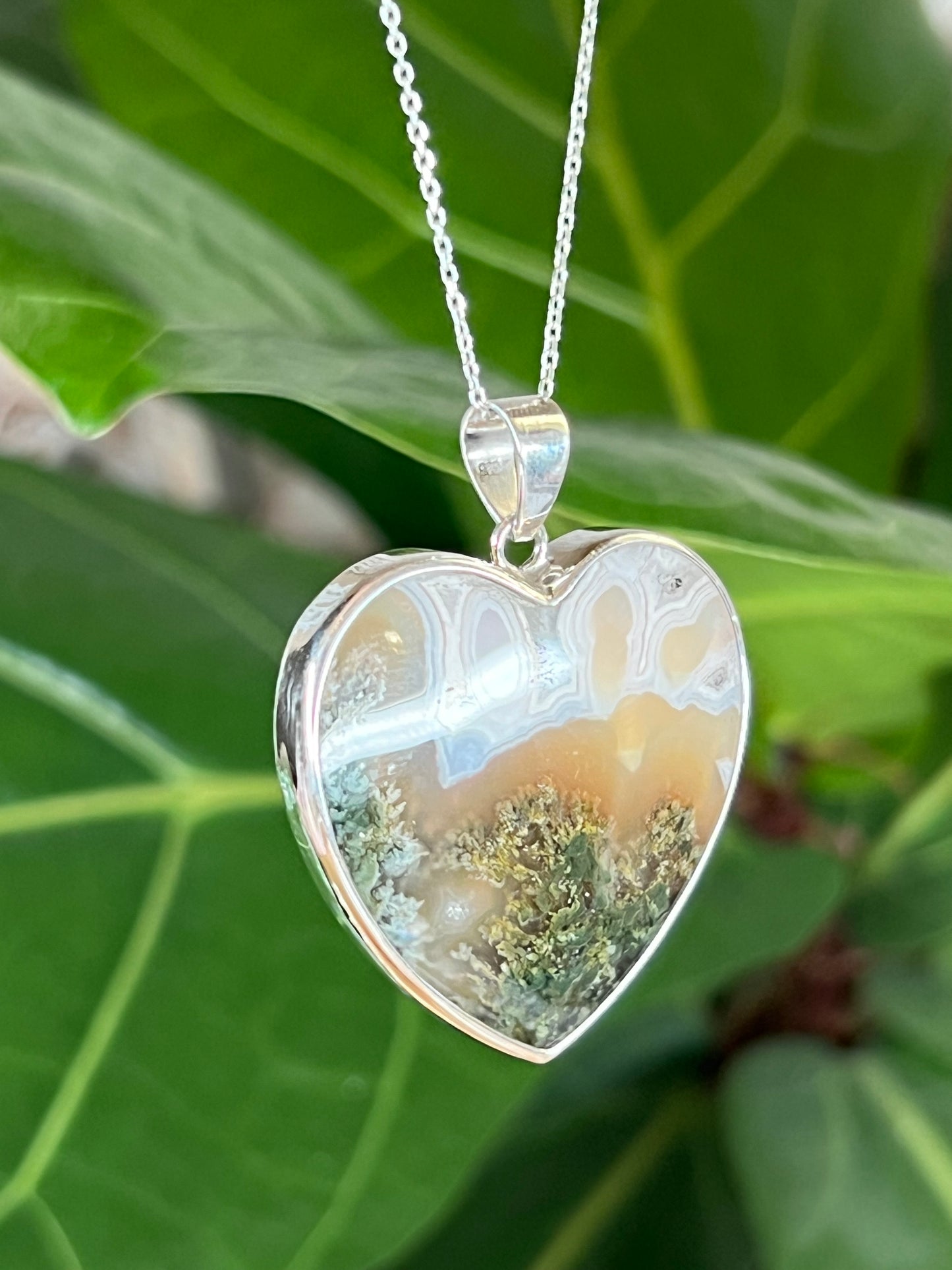 Scenic Moss Agate Heart Pendant