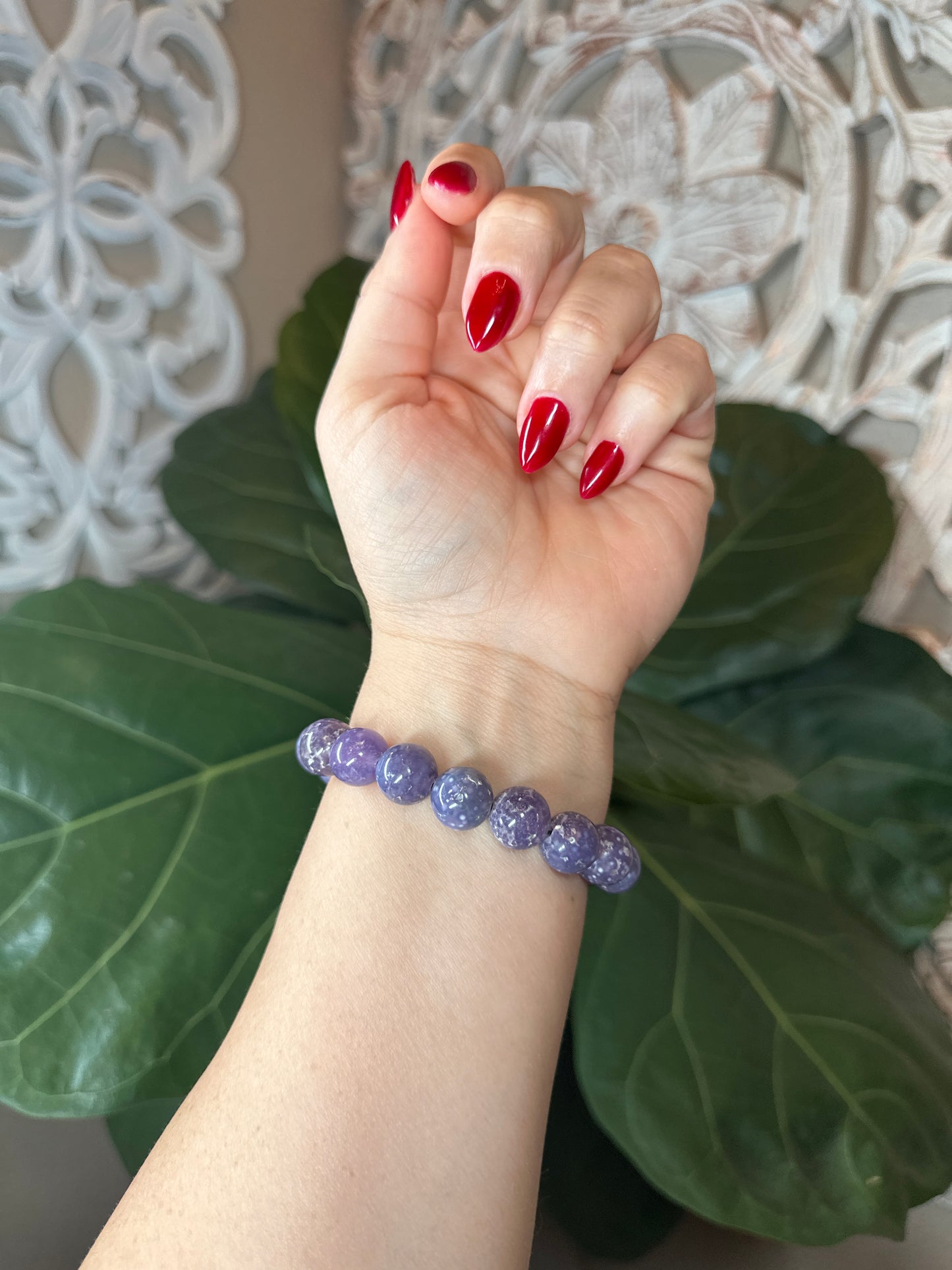 Grape Agate Beaded Bracelet (12mm)