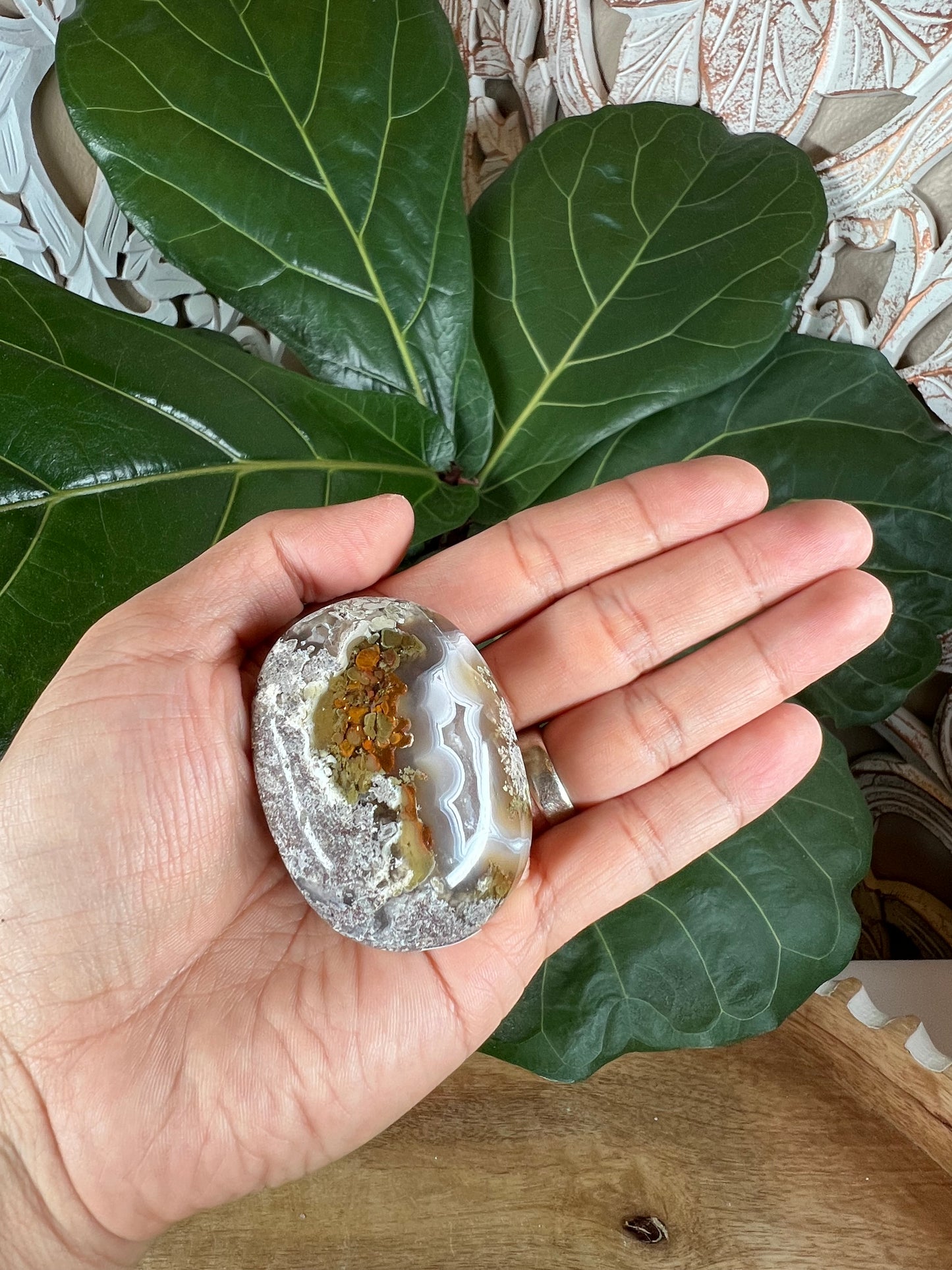 Scenic Moss Agate Palm Stone