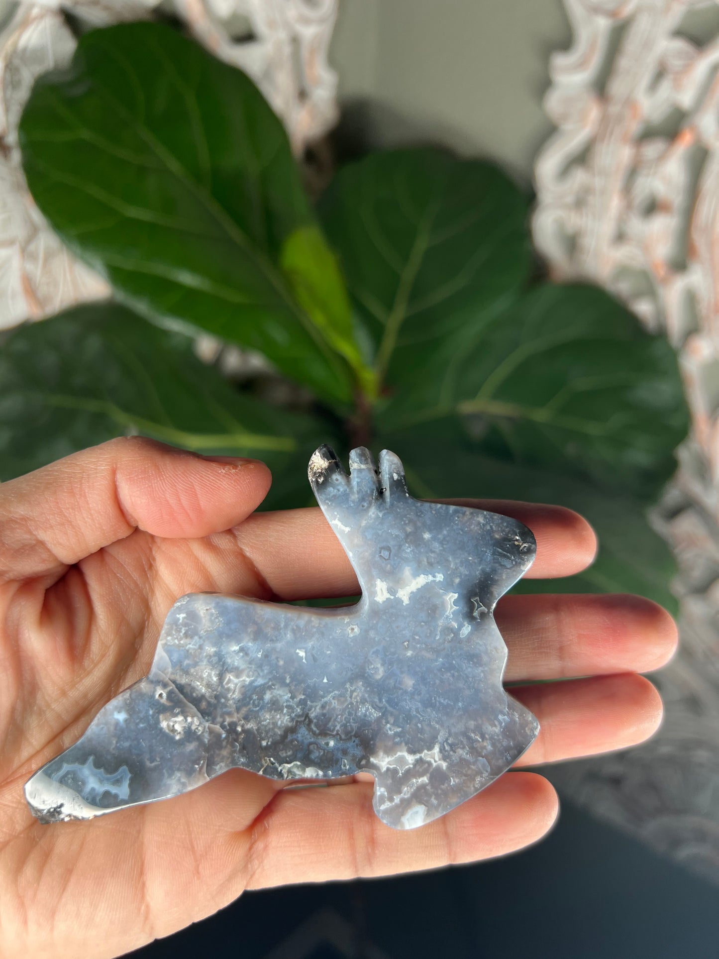 Blue Plume Agate Reindeer