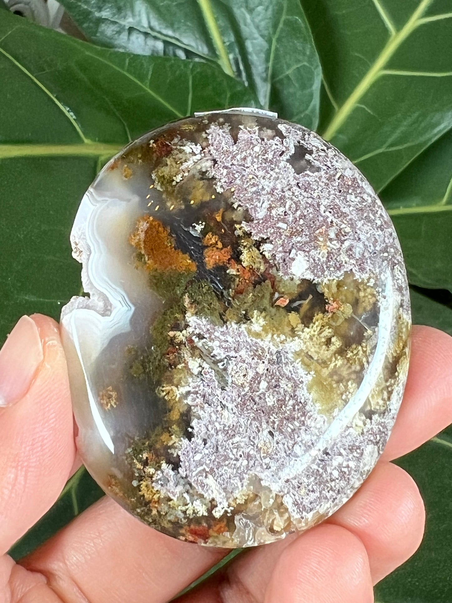 Scenic Moss Agate Palm Stone