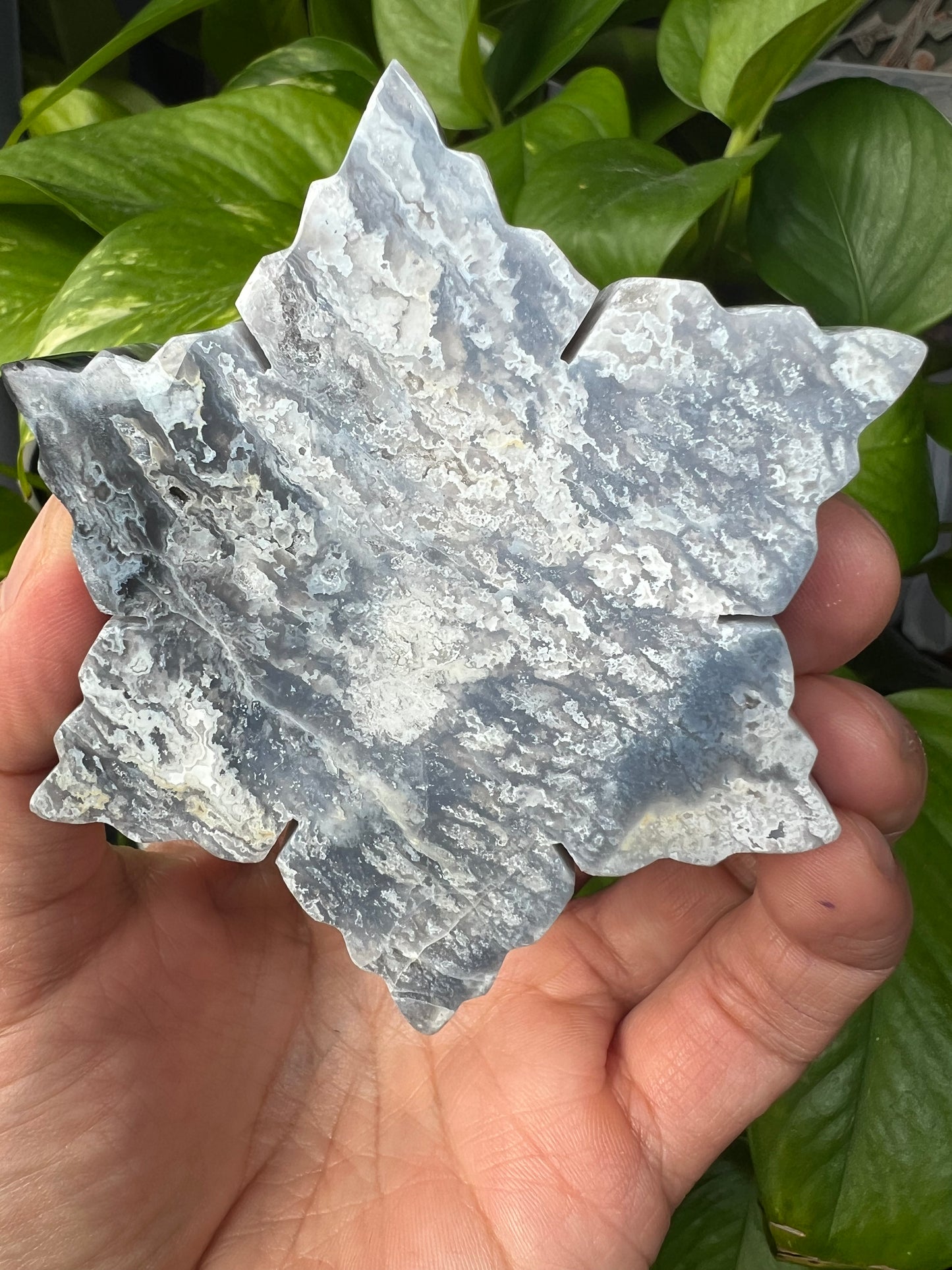 Blue Plume Agate Snowflake