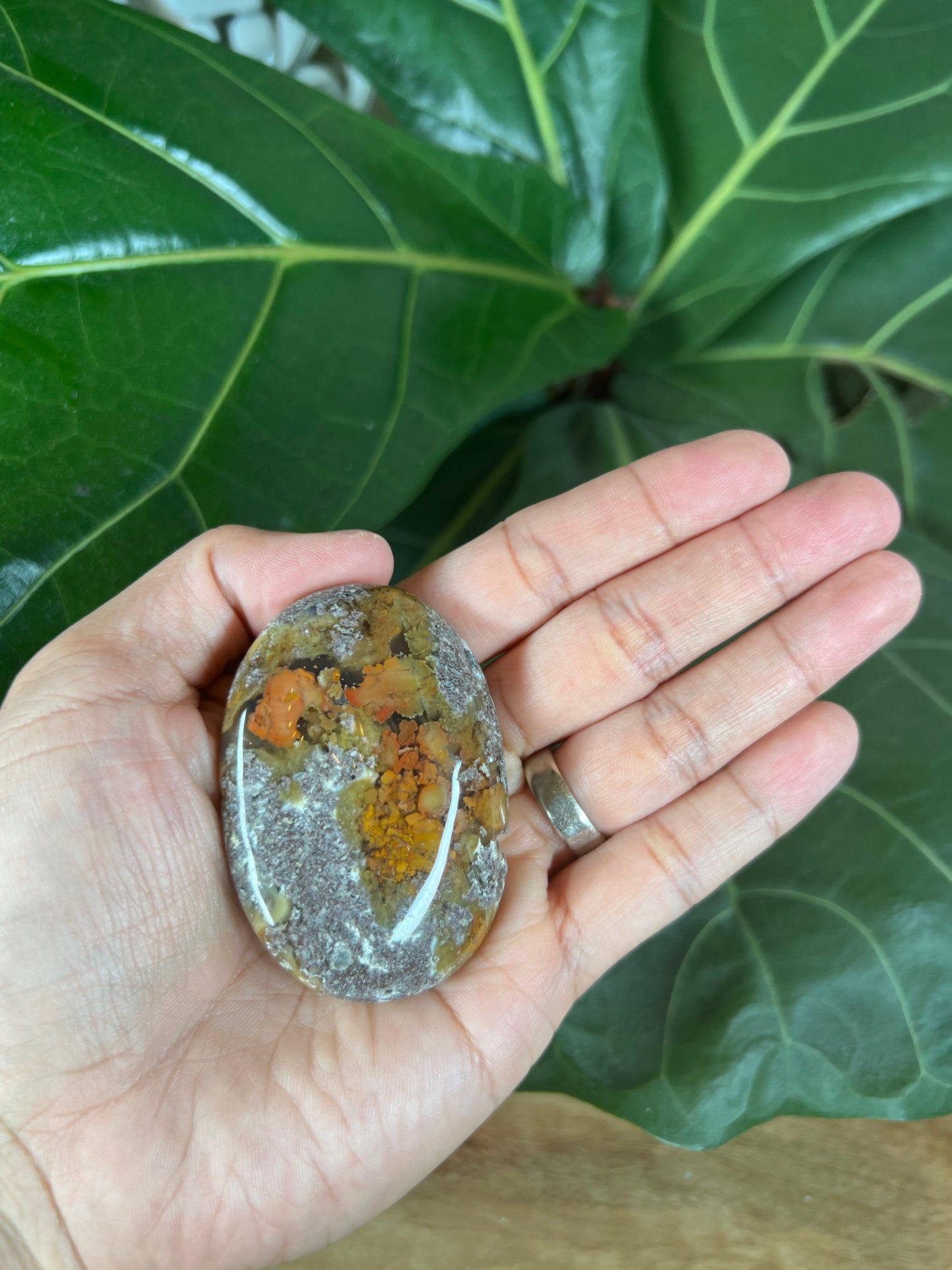 Scenic Moss Agate Palm Stone