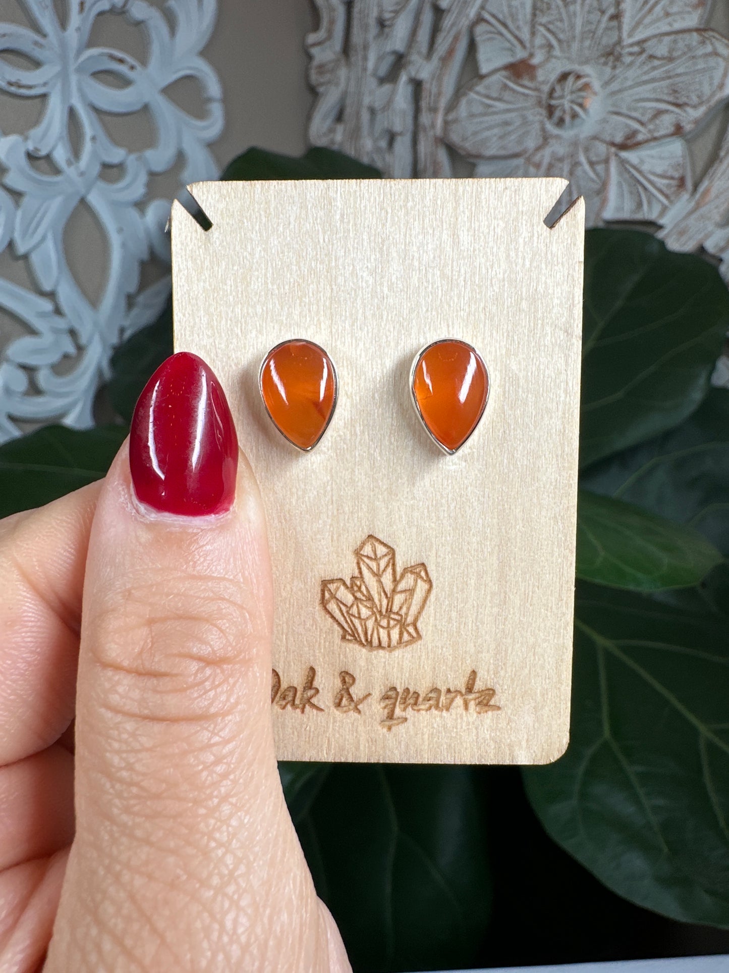 Carnelian Stud Earrings ￼