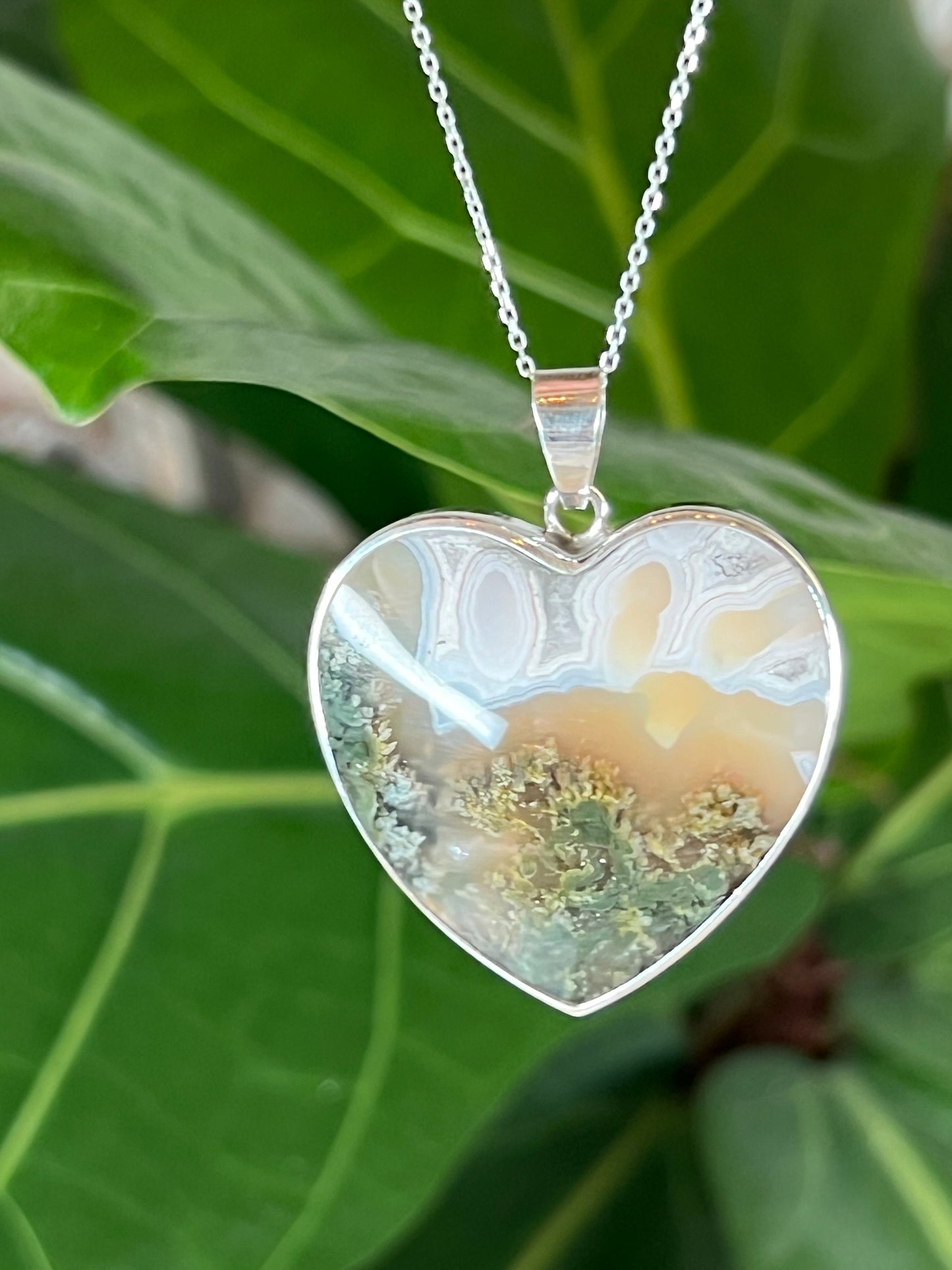 Scenic Moss Agate Heart Pendant