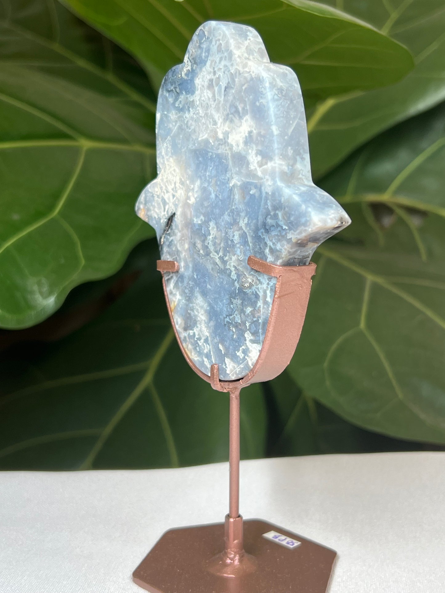 Blue Plume Agate Hamsa