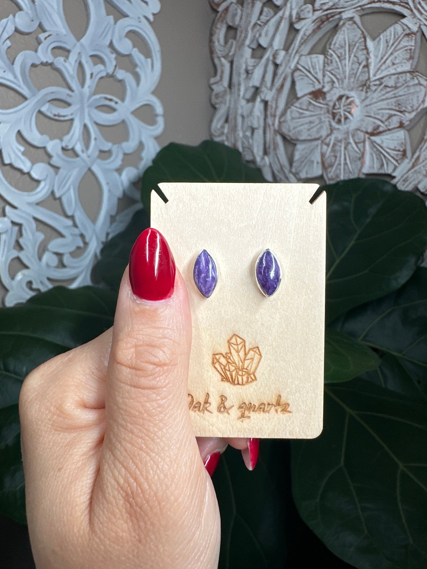 Charoite Stud Earrings (Large)