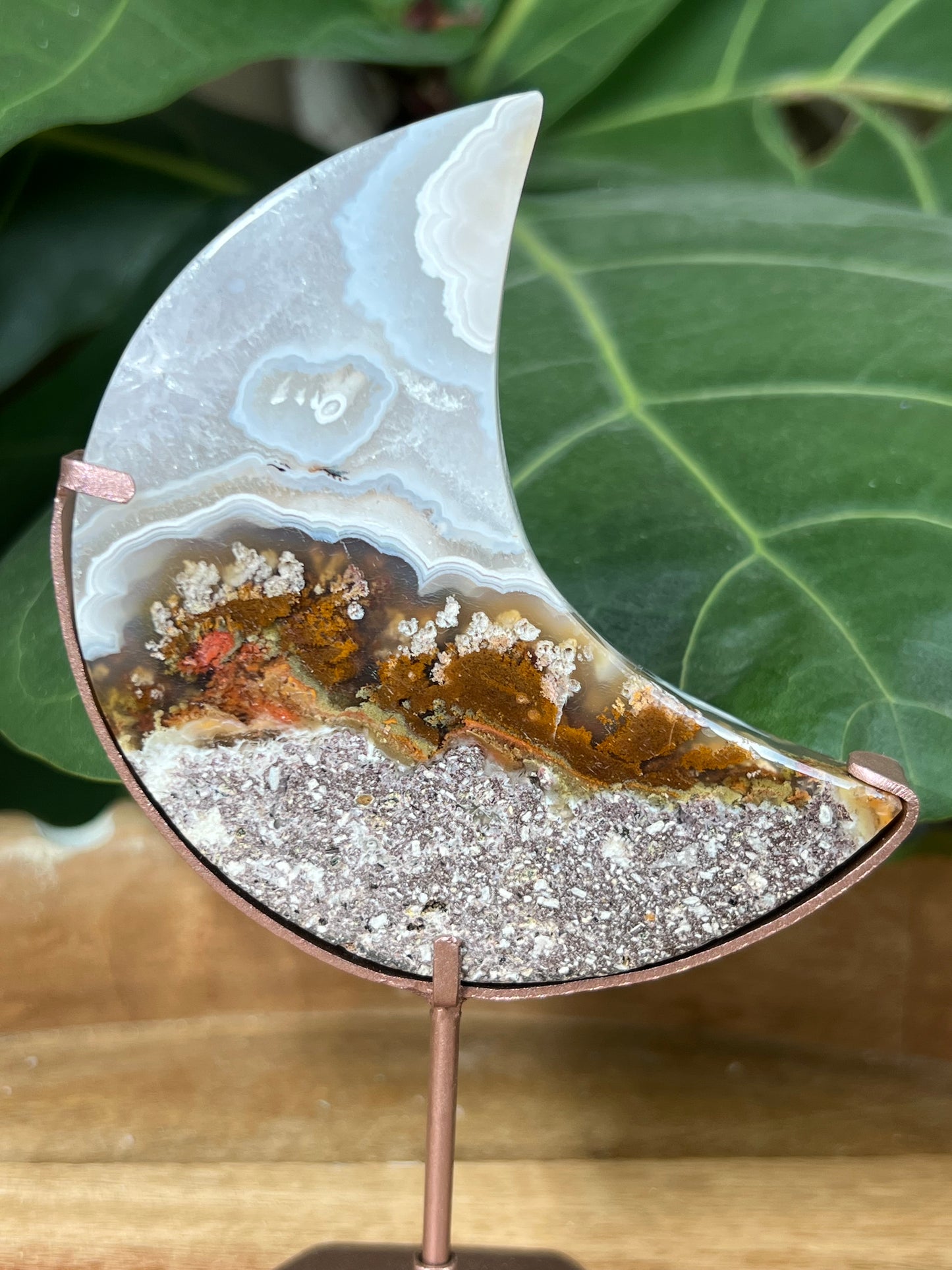 Scenic Moss Agate on Stand