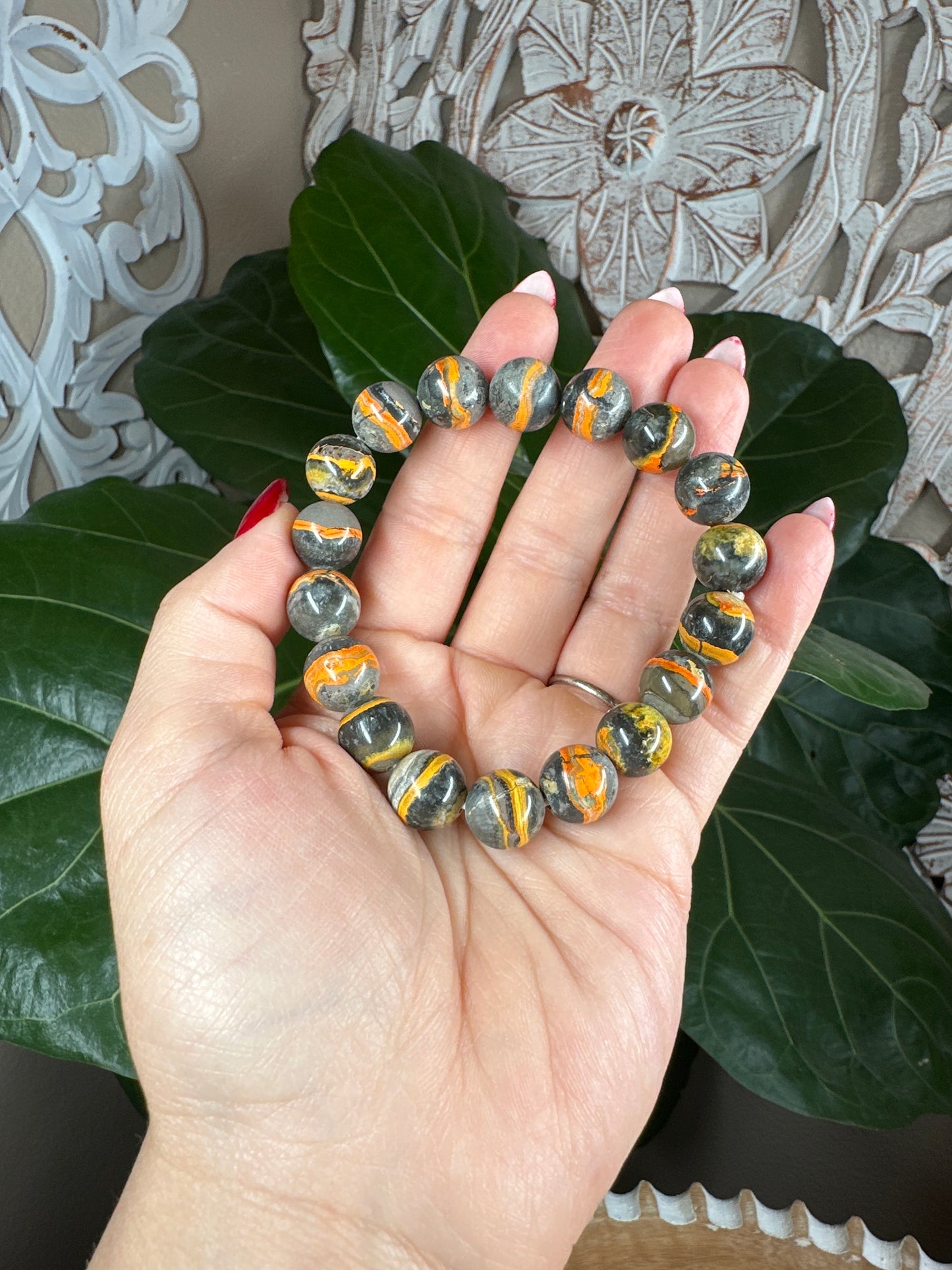 Bumblebee Jasper Beaded Bracelet (12mm)