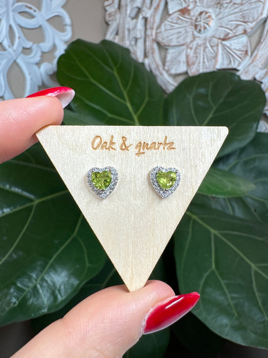 Peridot Heart Earrings