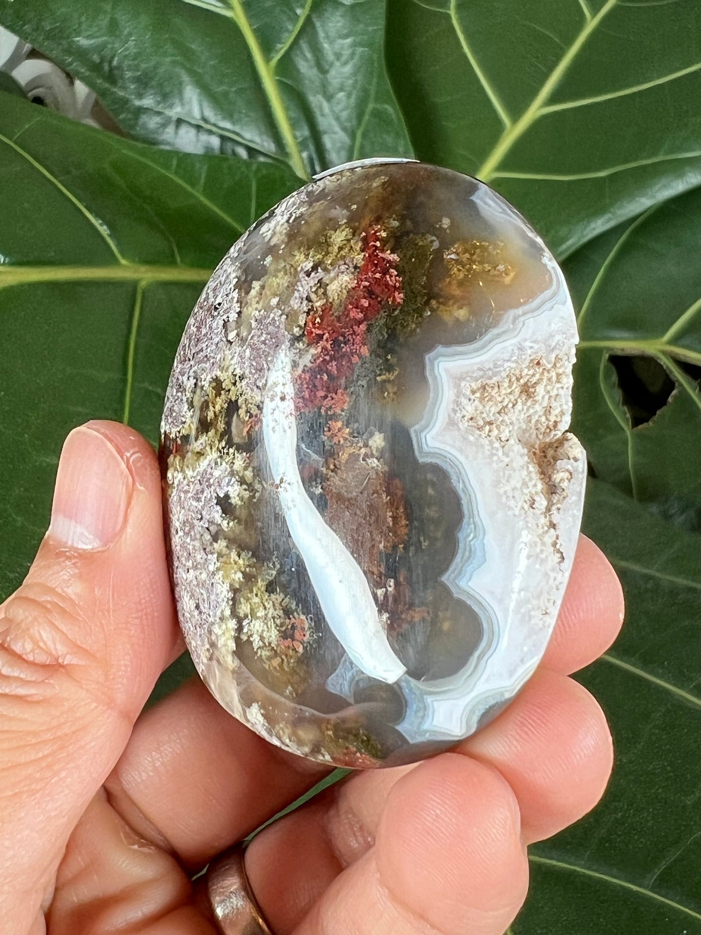 Scenic Moss Agate Palm Stone