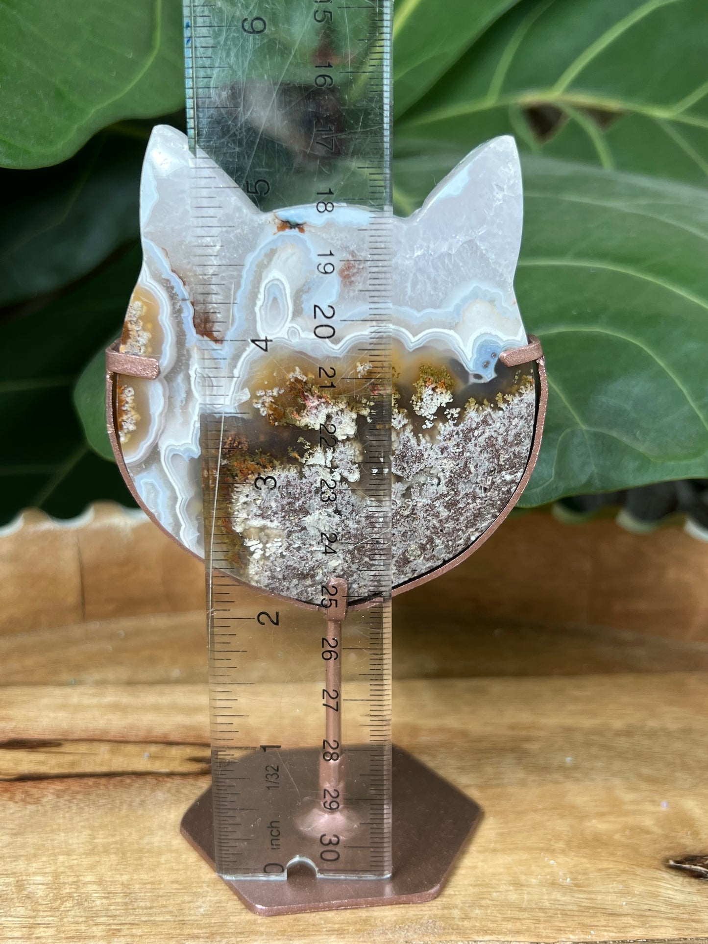 Scenic Moss Agate Cat Head