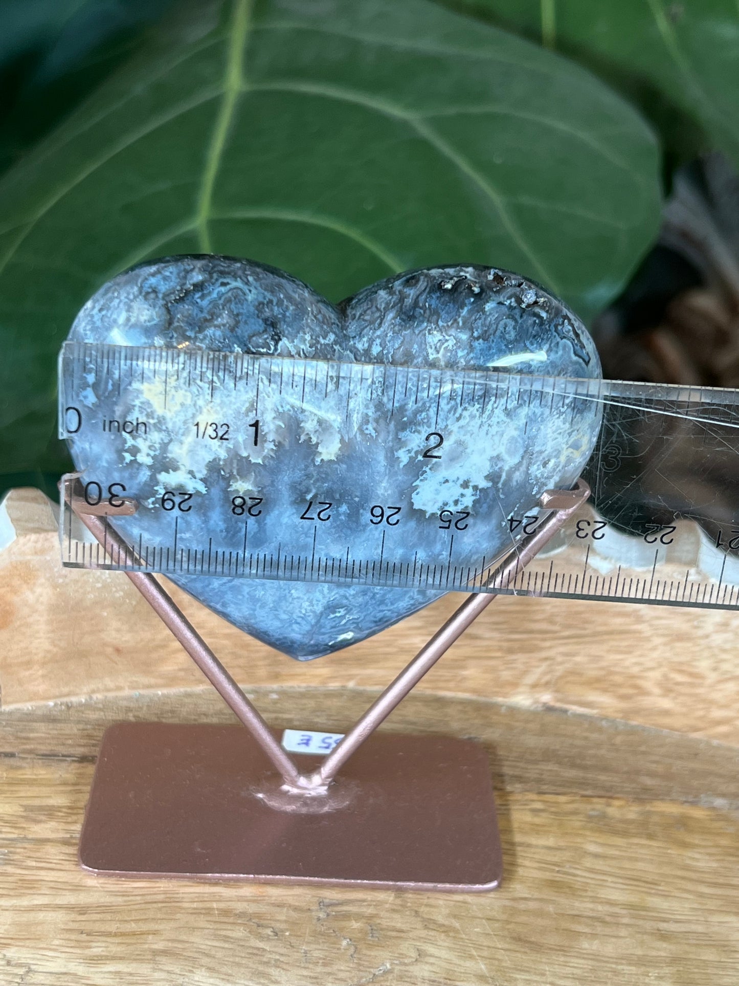 Blue Plume Agate Heart