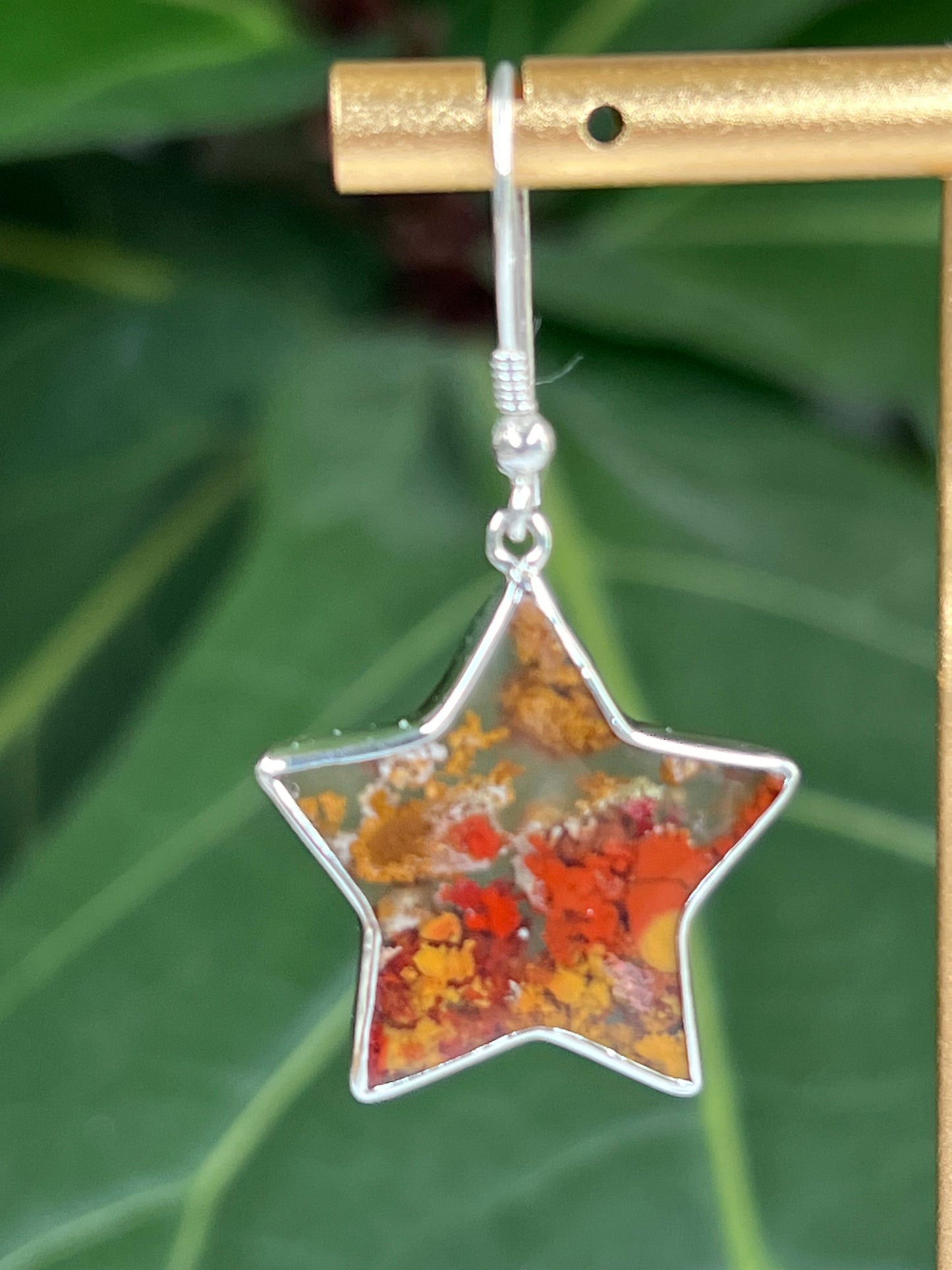 Scenic Moss Agate Star Earrings