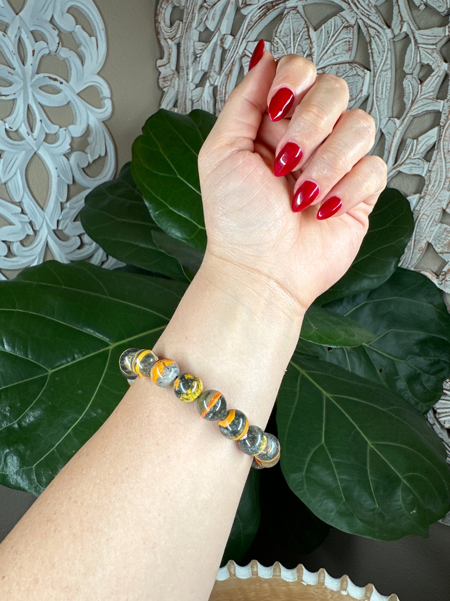 Bumblebee Jasper Beaded Bracelet (12mm)