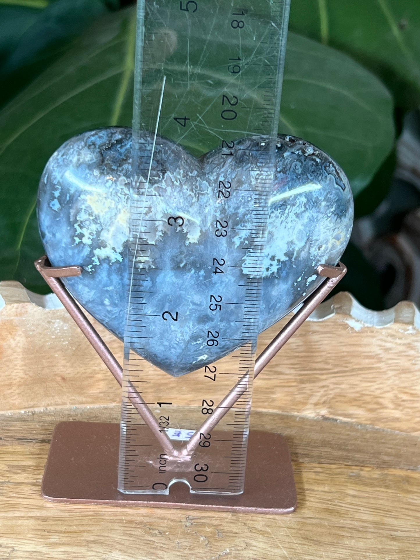 Blue Plume Agate Heart