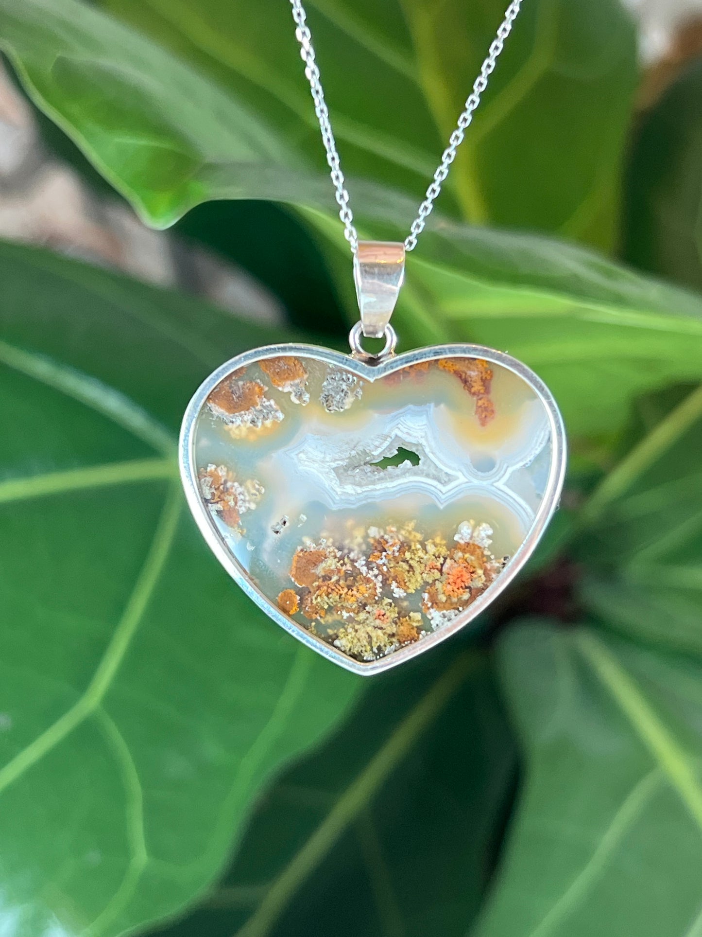 Scenic Moss Agate Heart Pendant