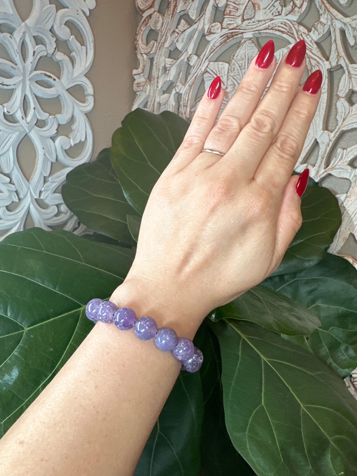 Grape Agate Beaded Bracelet (12mm)