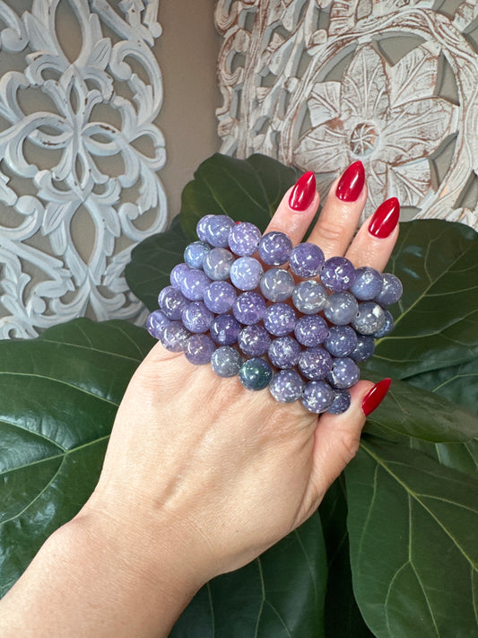 Grape Agate Beaded Bracelet (12mm)