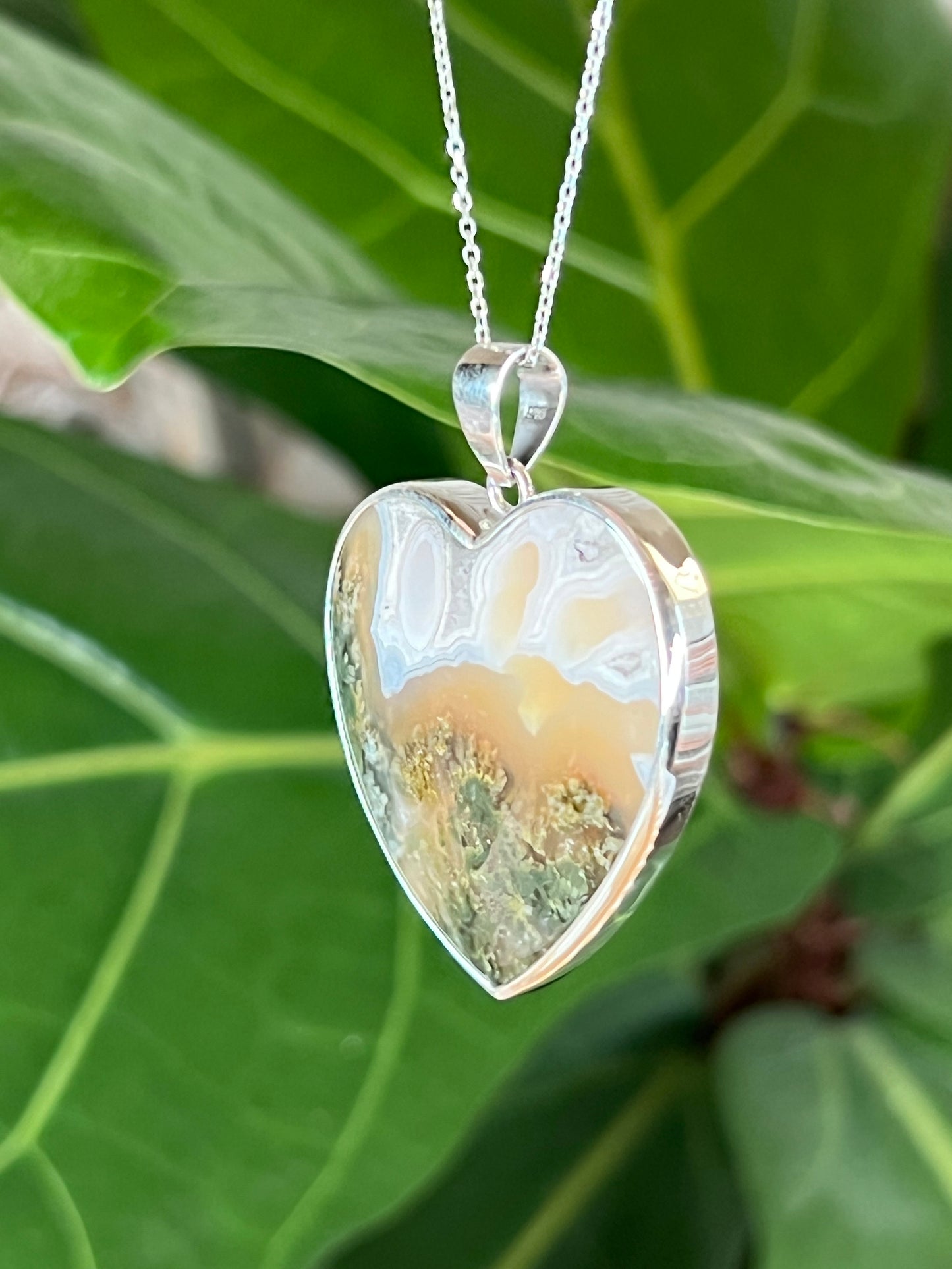 Scenic Moss Agate Heart Pendant