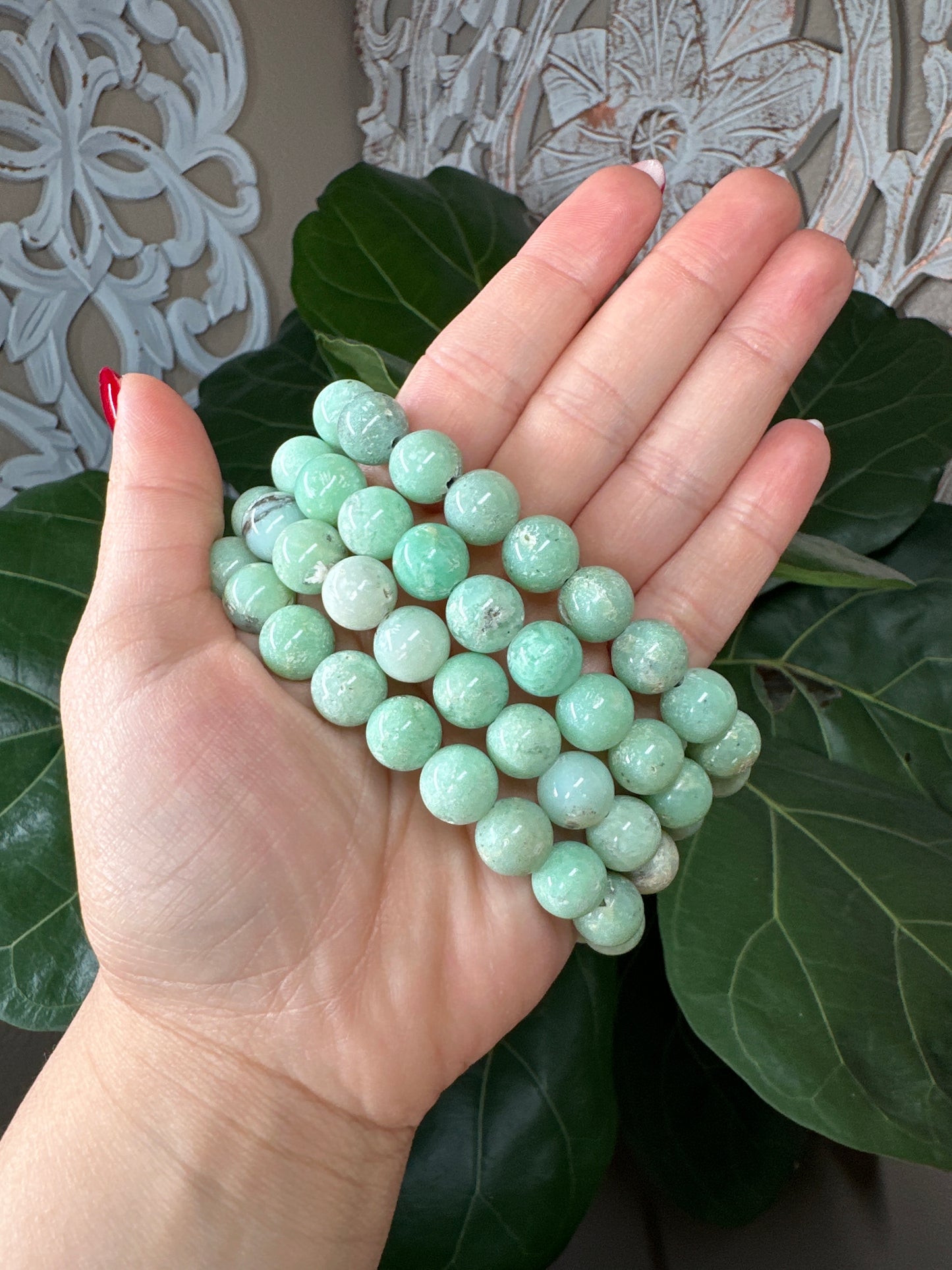 Chrysoprase Beaded Bracelet (11mm)