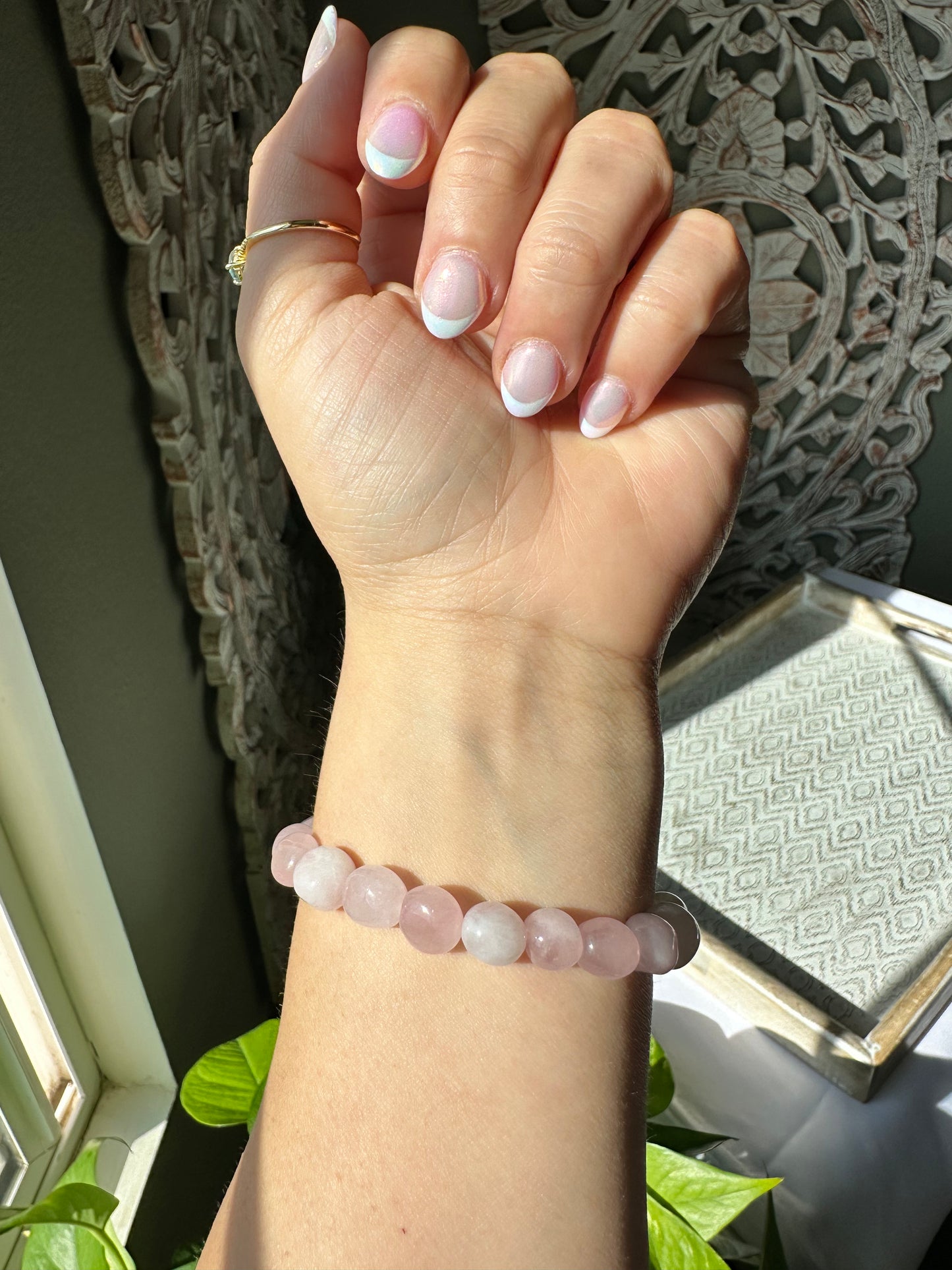 Rose Quartz Tumble Beaded Bracelet