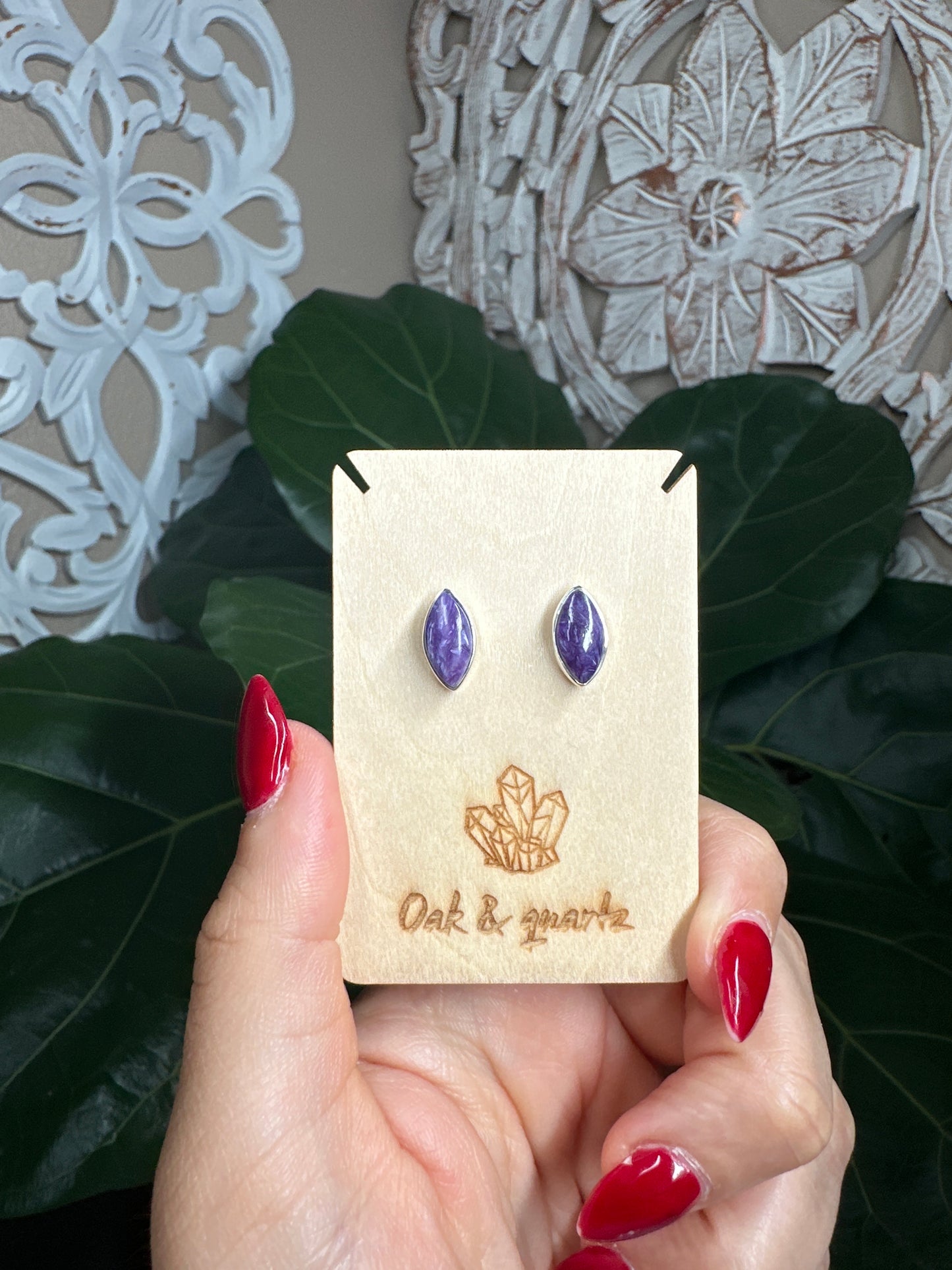 Charoite Stud Earrings (Large)