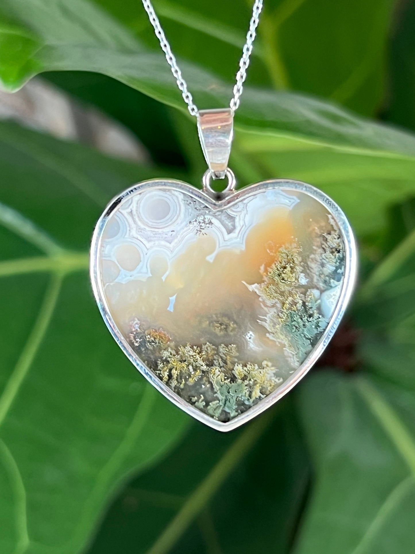 Scenic Moss Agate Heart Pendant