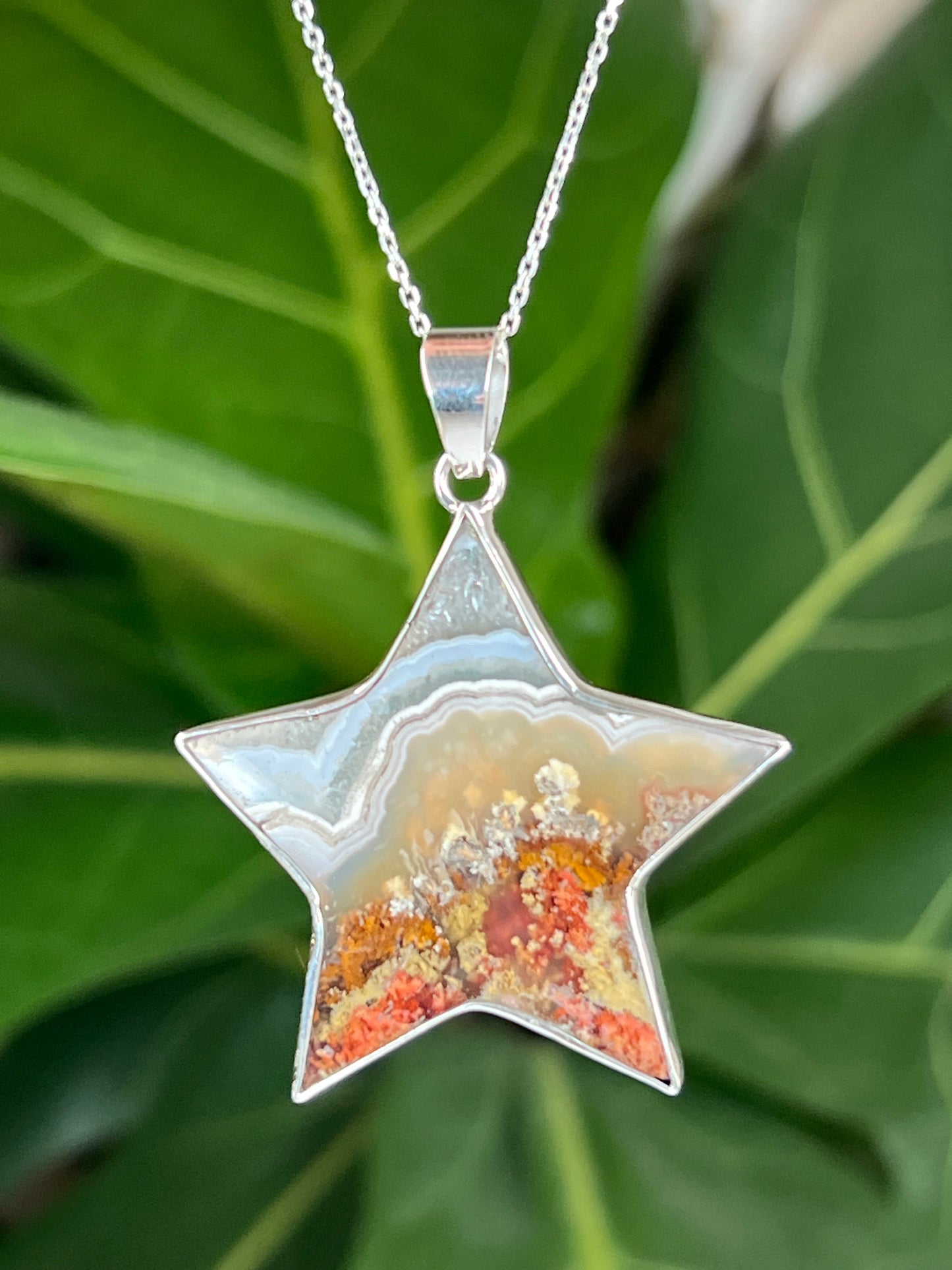 Scenic Moss Agate Star Pendant