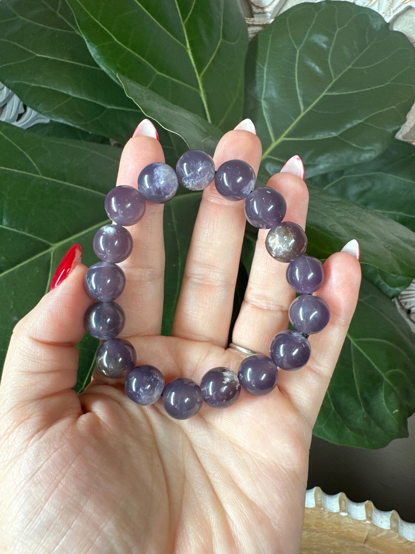 Purple Chalcedony Beaded Bracelet (12mm)