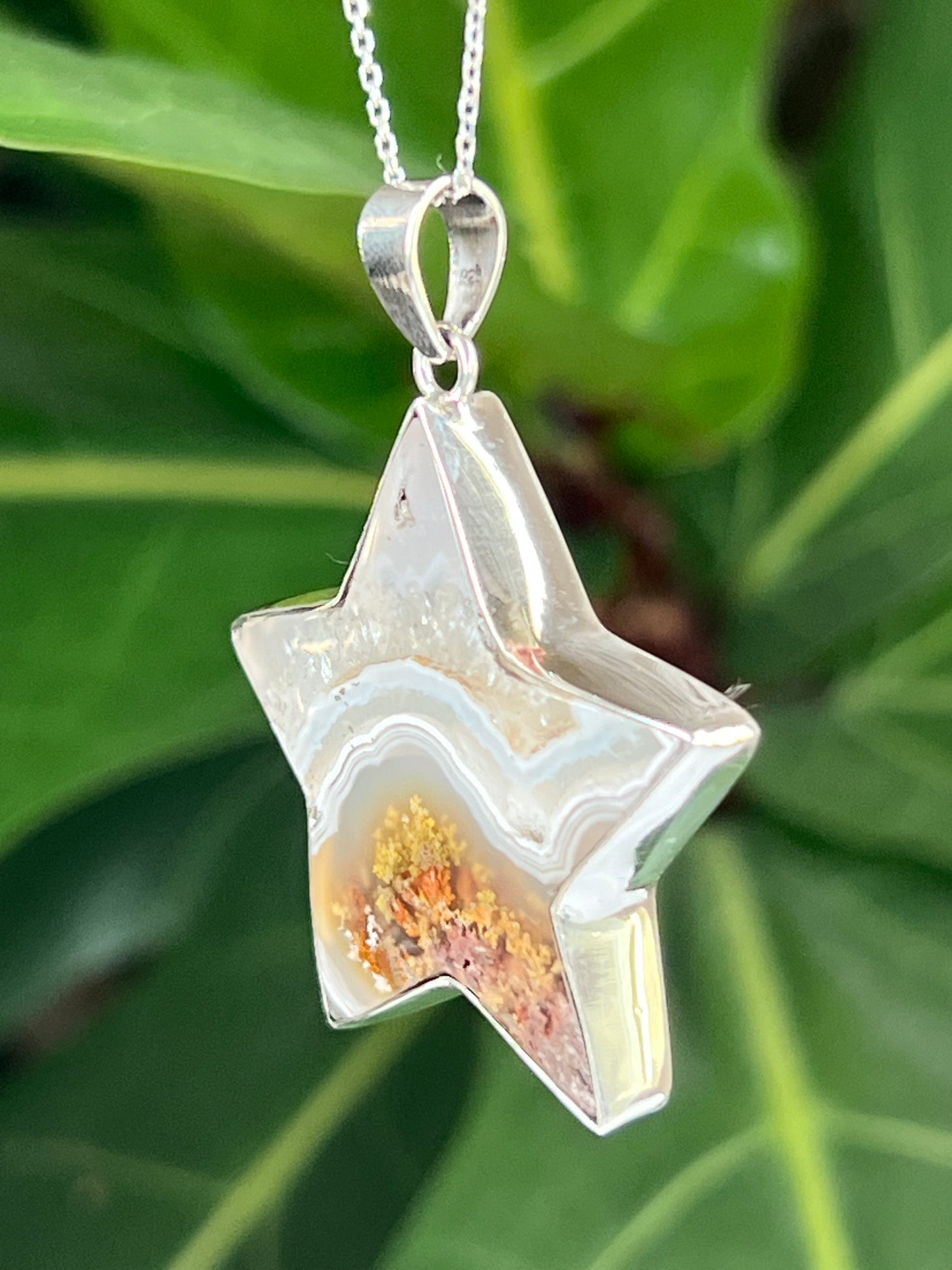 Scenic Moss Agate Star Pendant