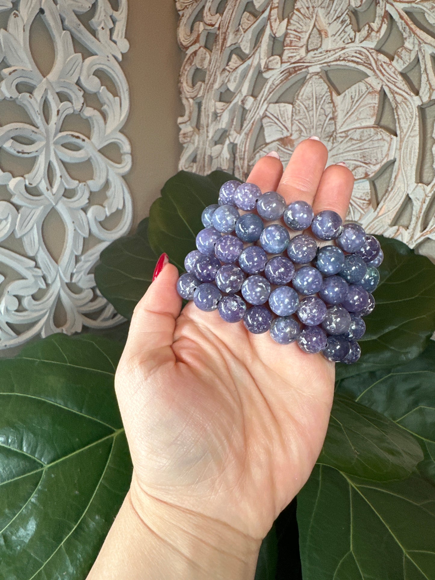 Grape Agate Beaded Bracelet (12mm)