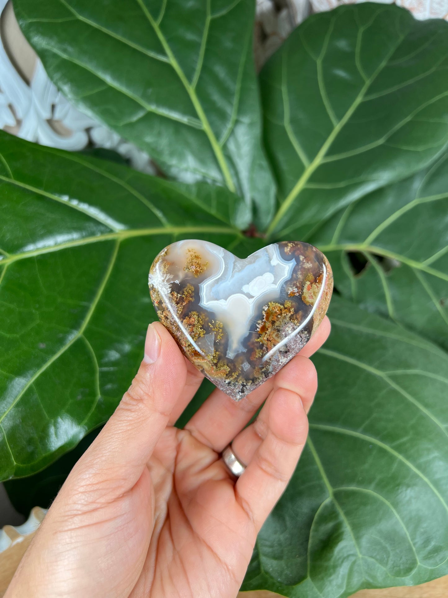 Scenic Moss Agate Heart