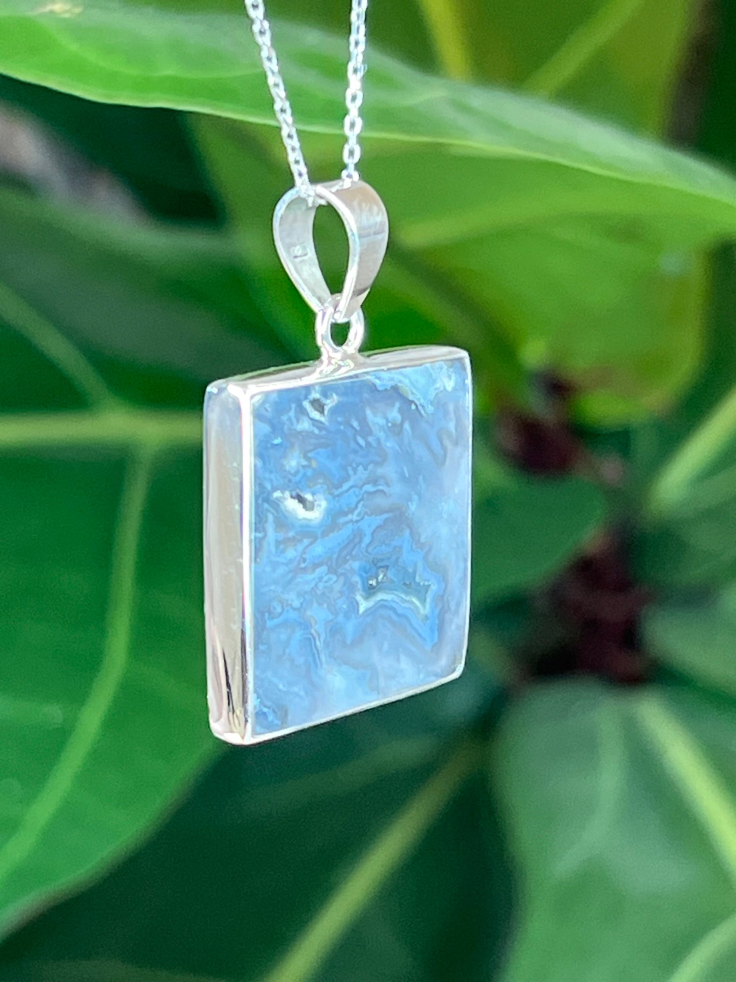 Blue Plume Agate Pendant