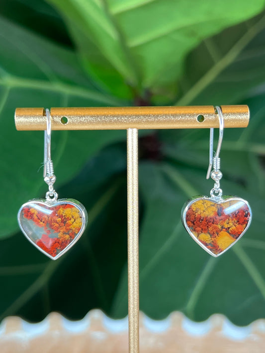 Scenic Moss Agate Heart Earrings