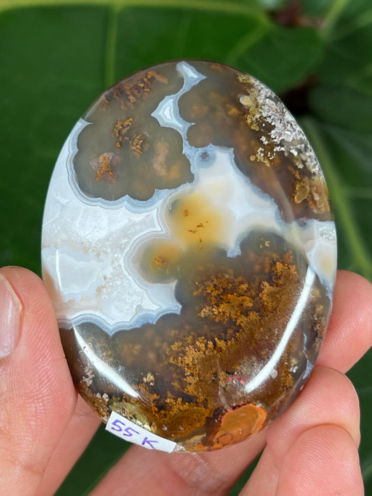 Scenic moss agate palm stone