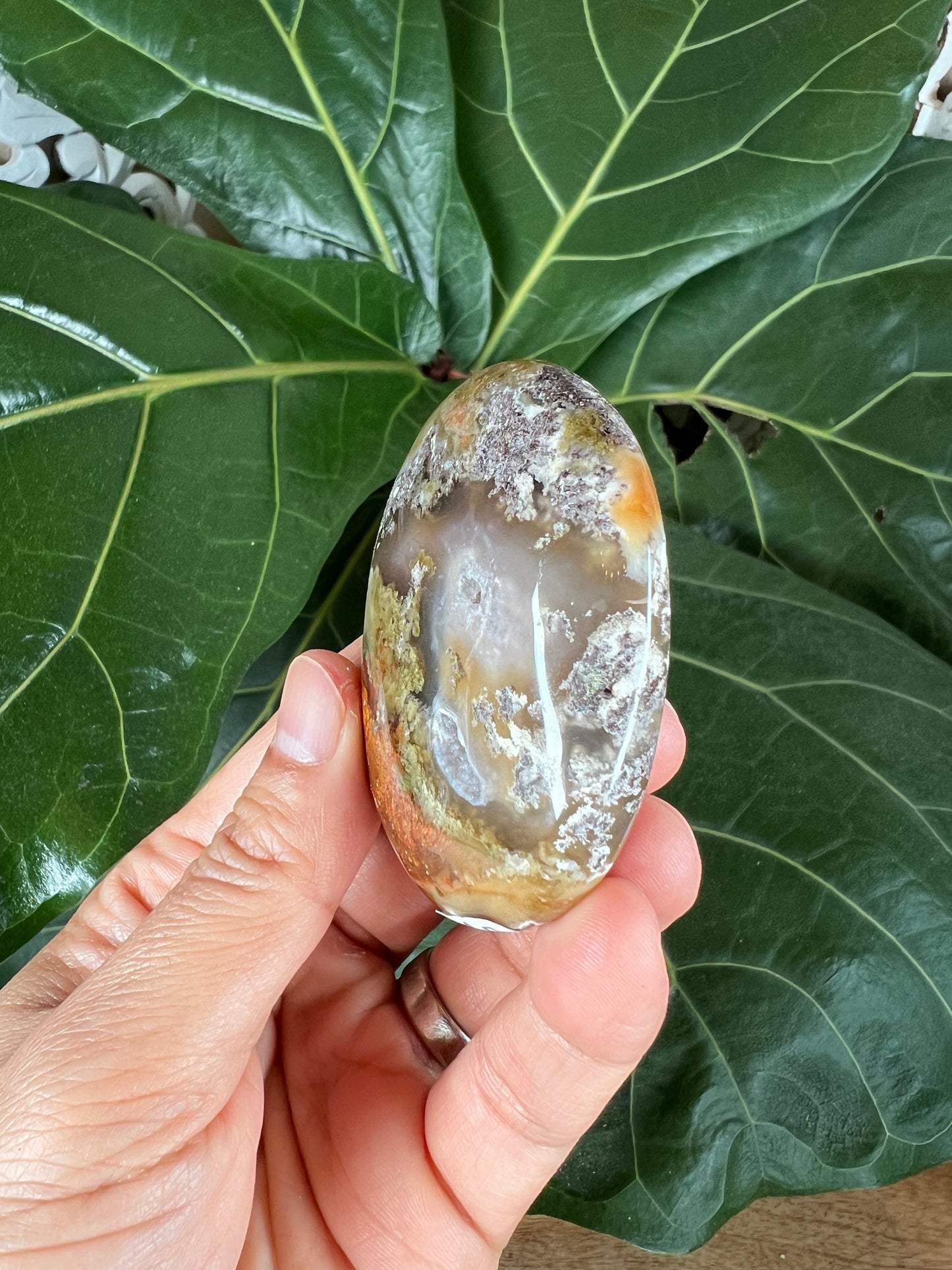 Scenic Moss  Agate Palm Stone