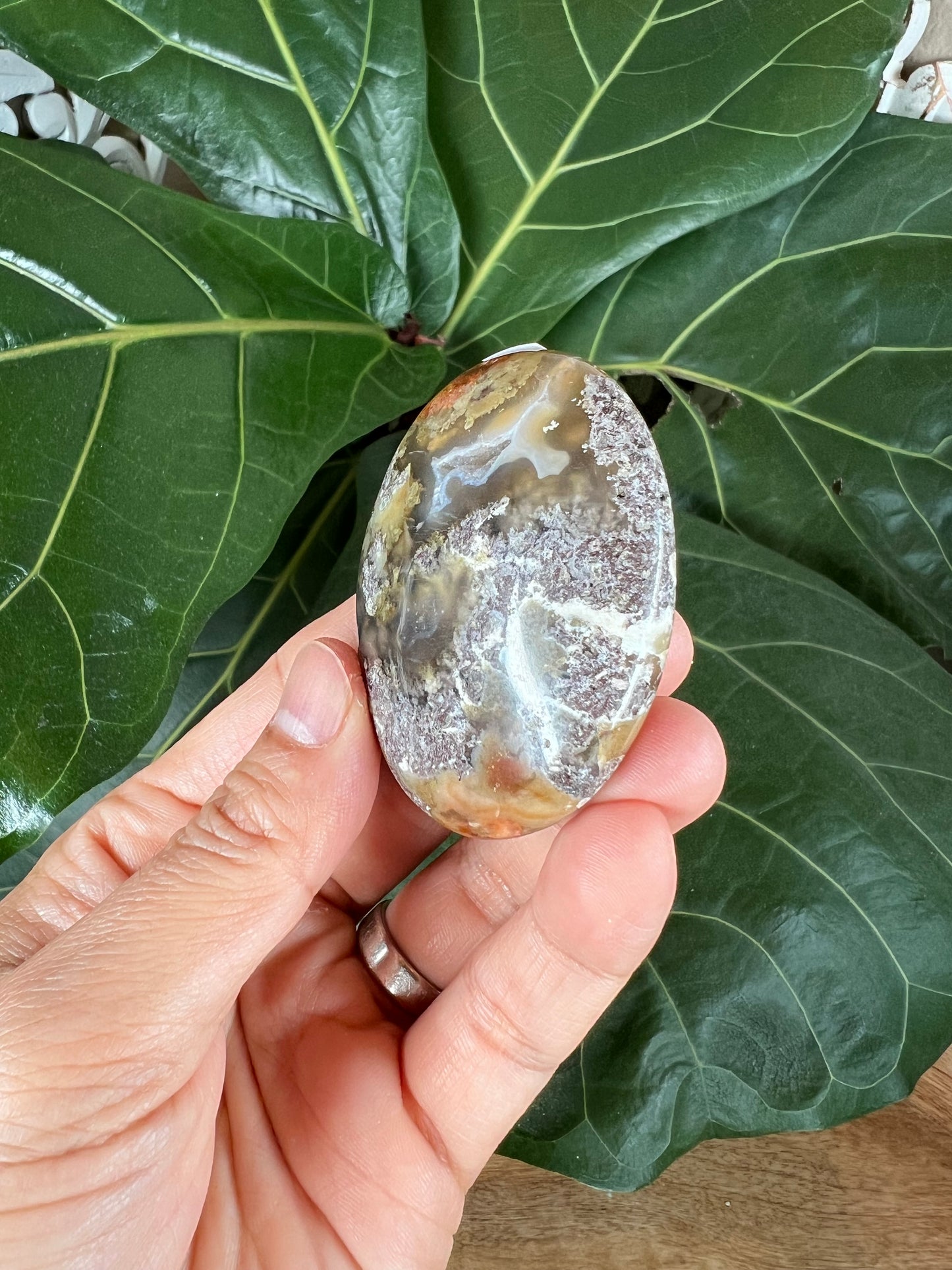 Scenic Moss Agate Palm Stone