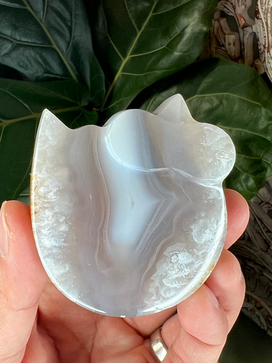 Blue Grey Lace Agate Cat