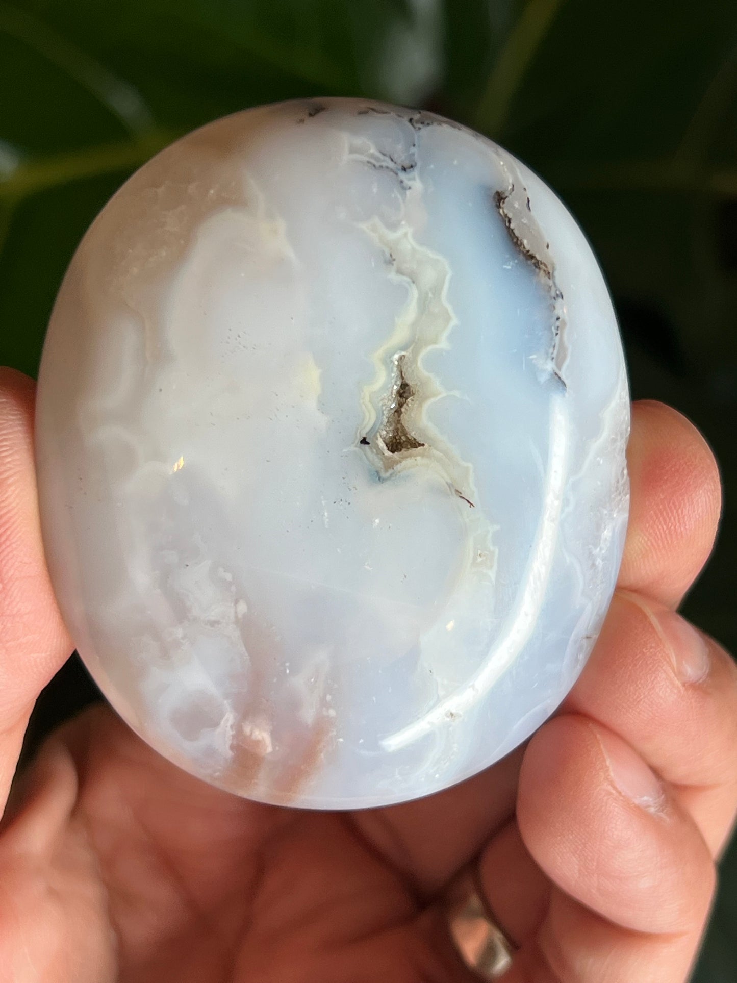 White Plume Agate Palmstone