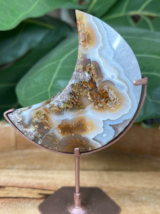 Scenic Moss Agate on Stand