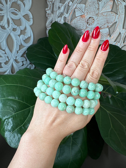 Chrysoprase Beaded Bracelet (11mm)