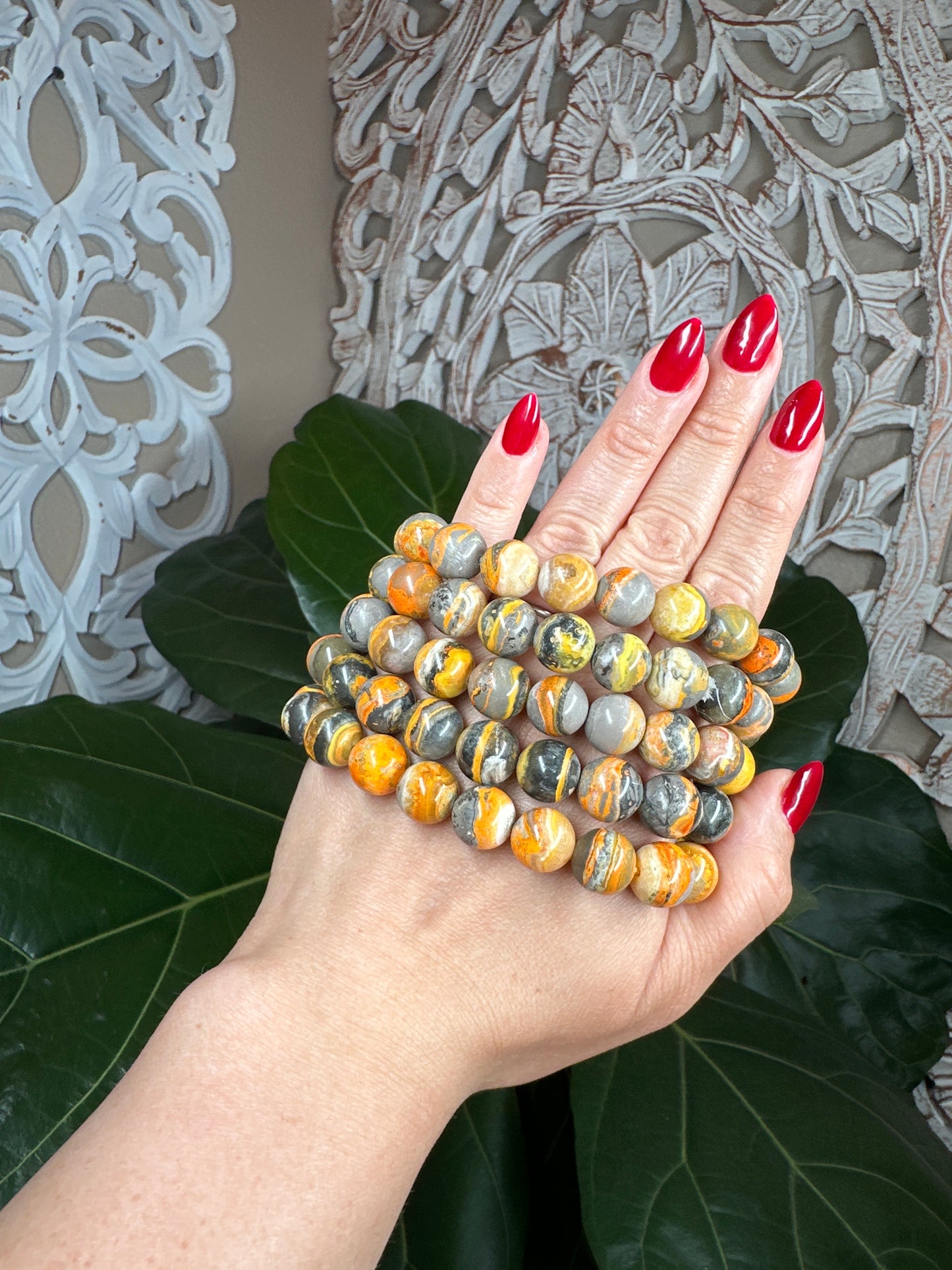 Bumblebee Jasper Beaded Bracelet (12mm)