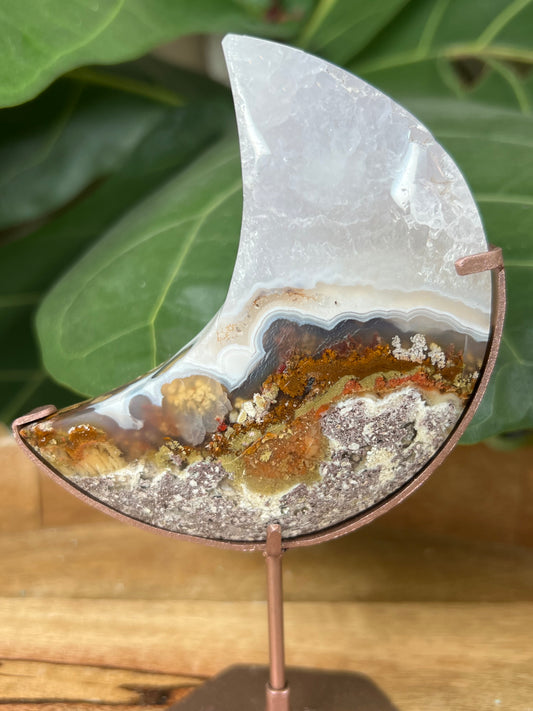 Scenic Moss Agate on Stand