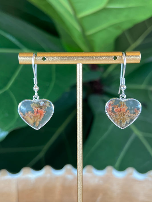 Scenic Moss Agate Heart Earrings