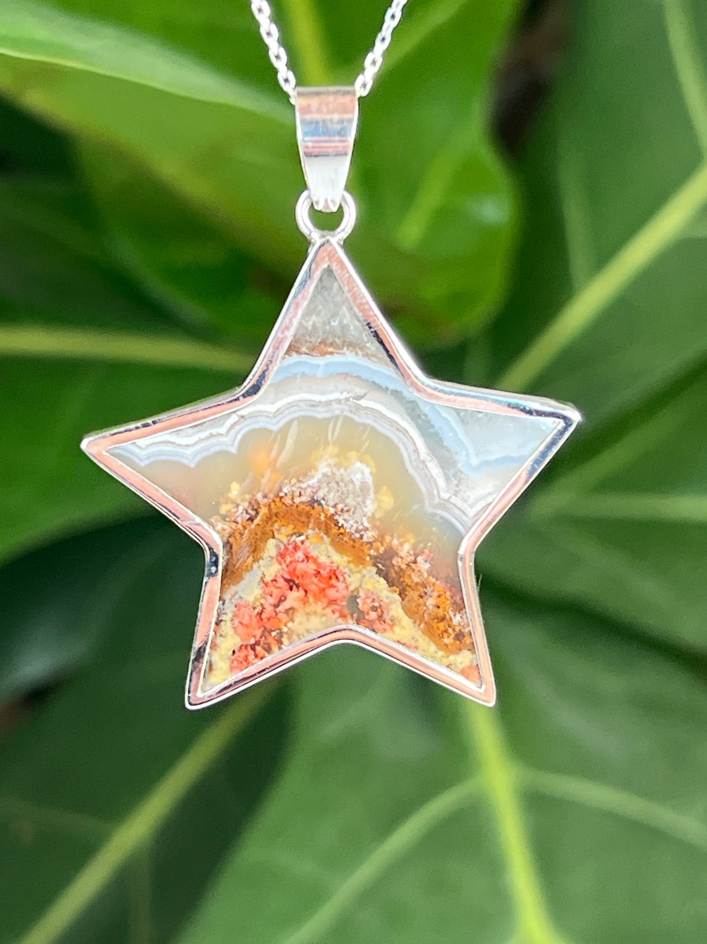 Scenic Moss Agate Star Pendant